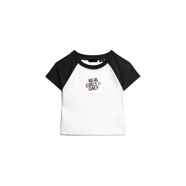 REAL GIRLS ONLY BLACK AND WHITE CROP TOP